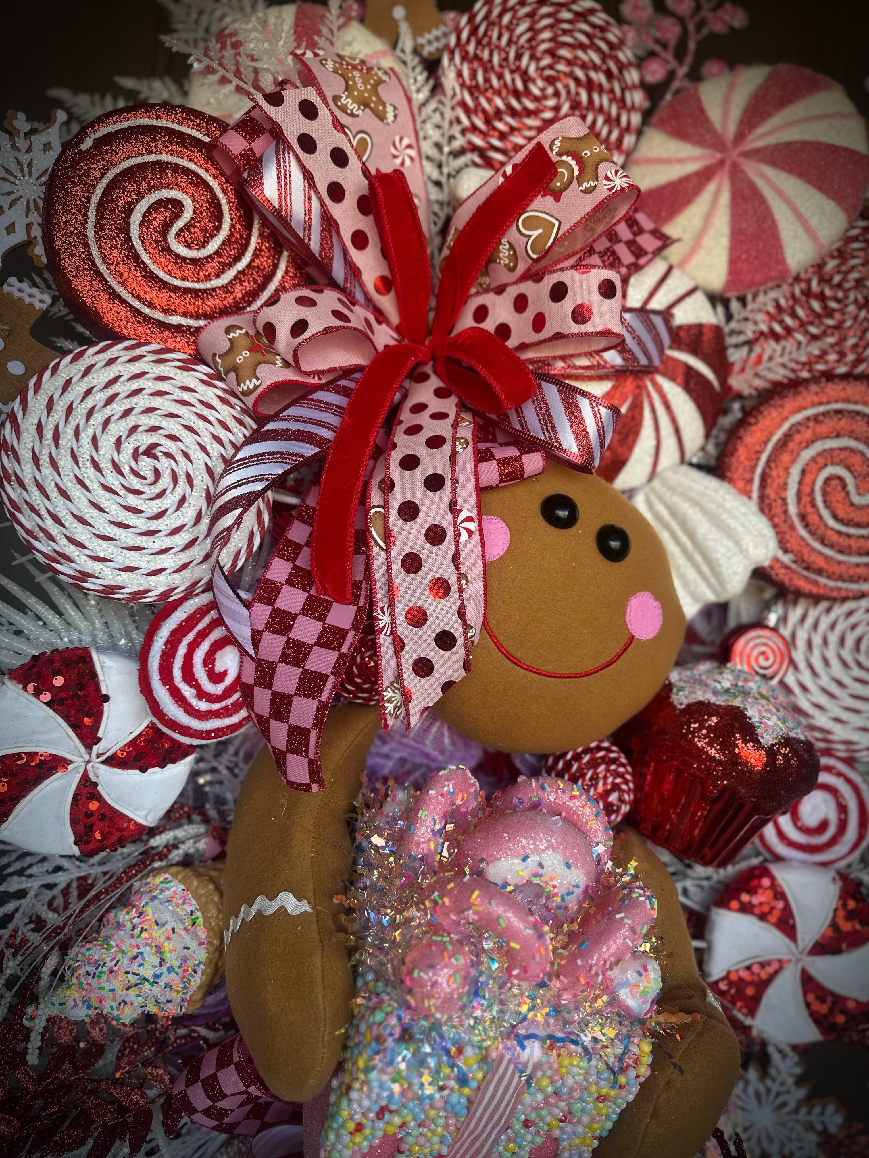Peppermint Gingerbread Girl Swag Wreath