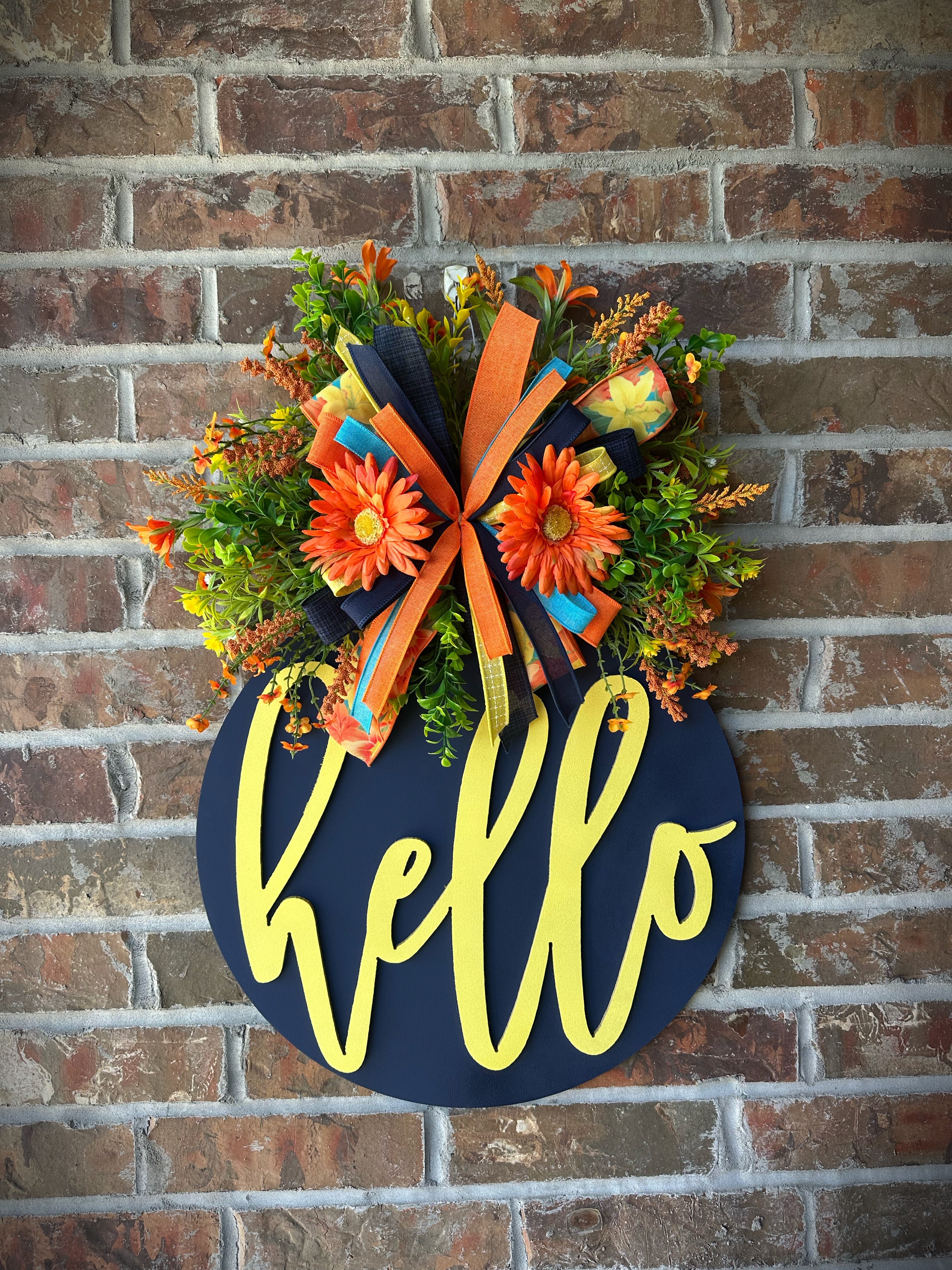 Bright hello door hanger