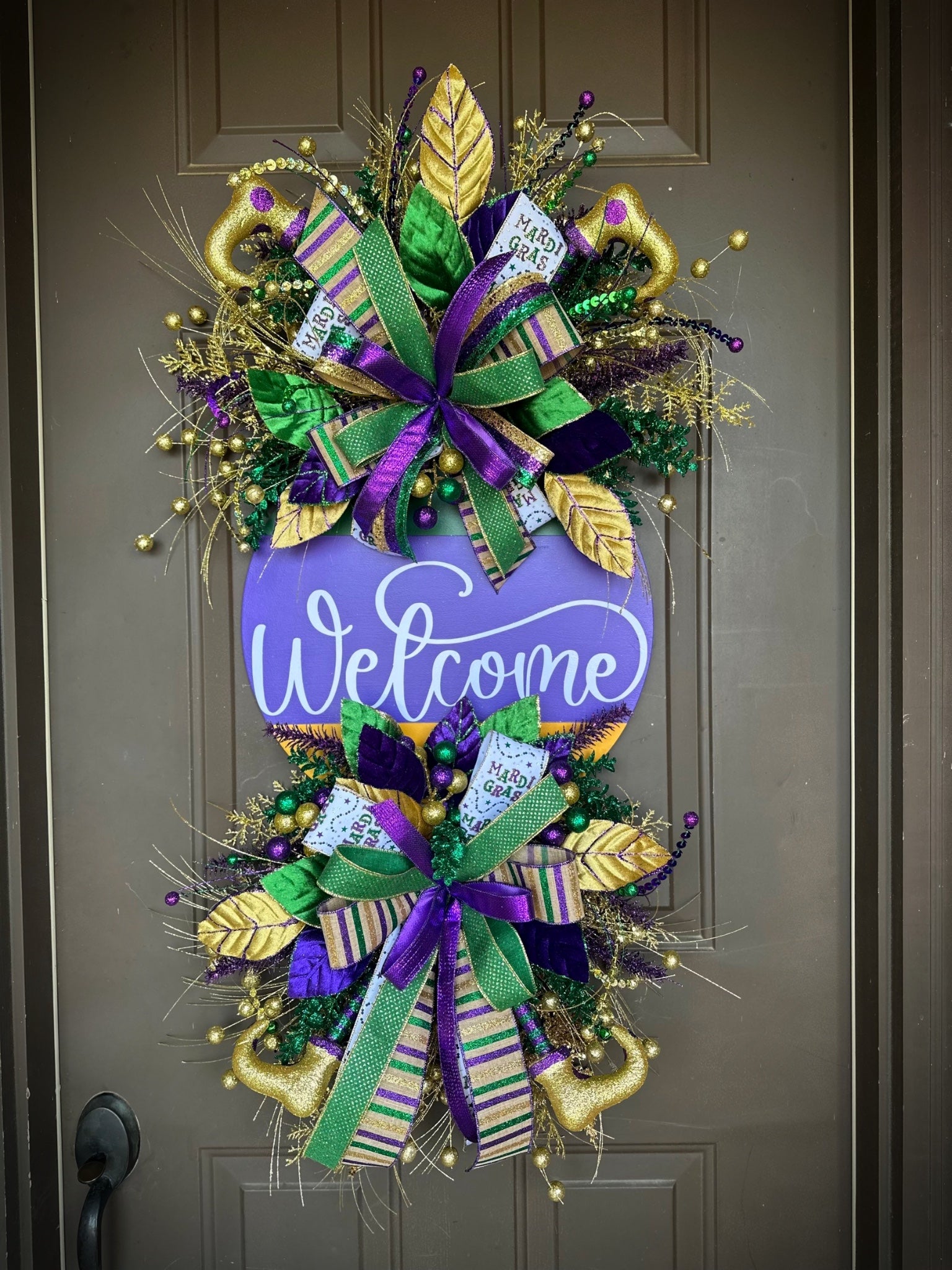 Mardi Gras welcome wreath