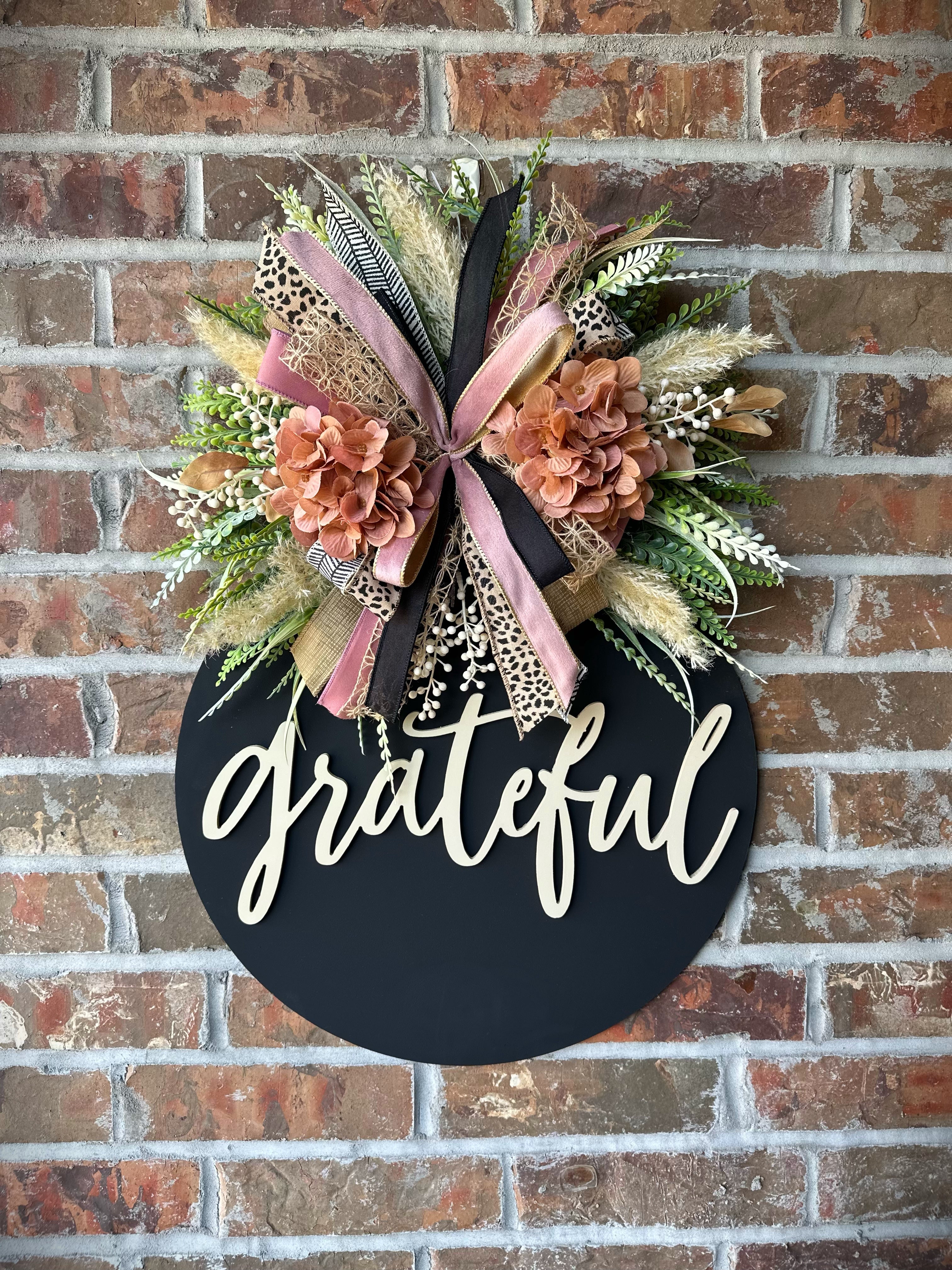 Elegant Neutrals Grateful Door Hanger