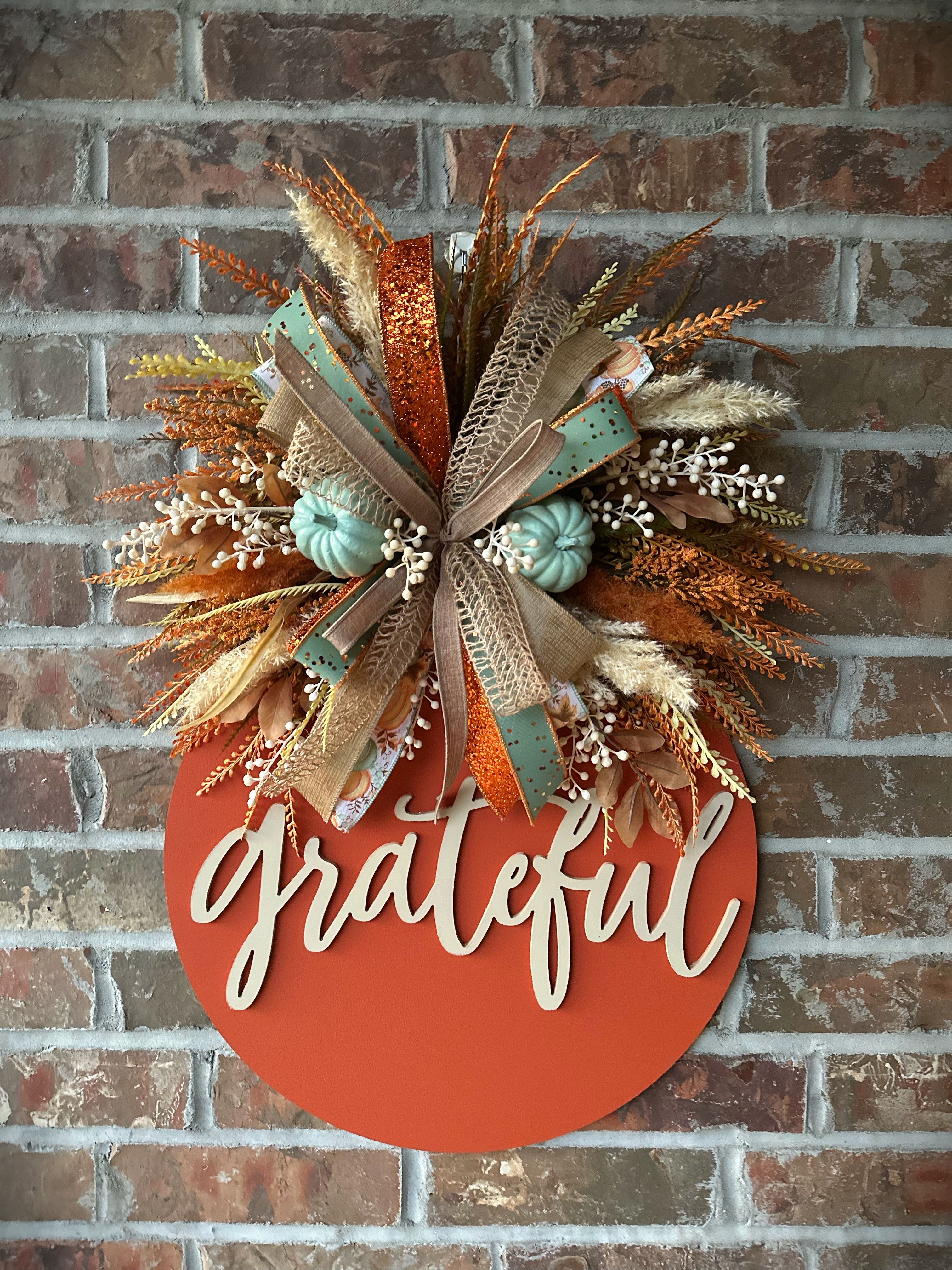 Sage Harvest Gratitude Door Hanger