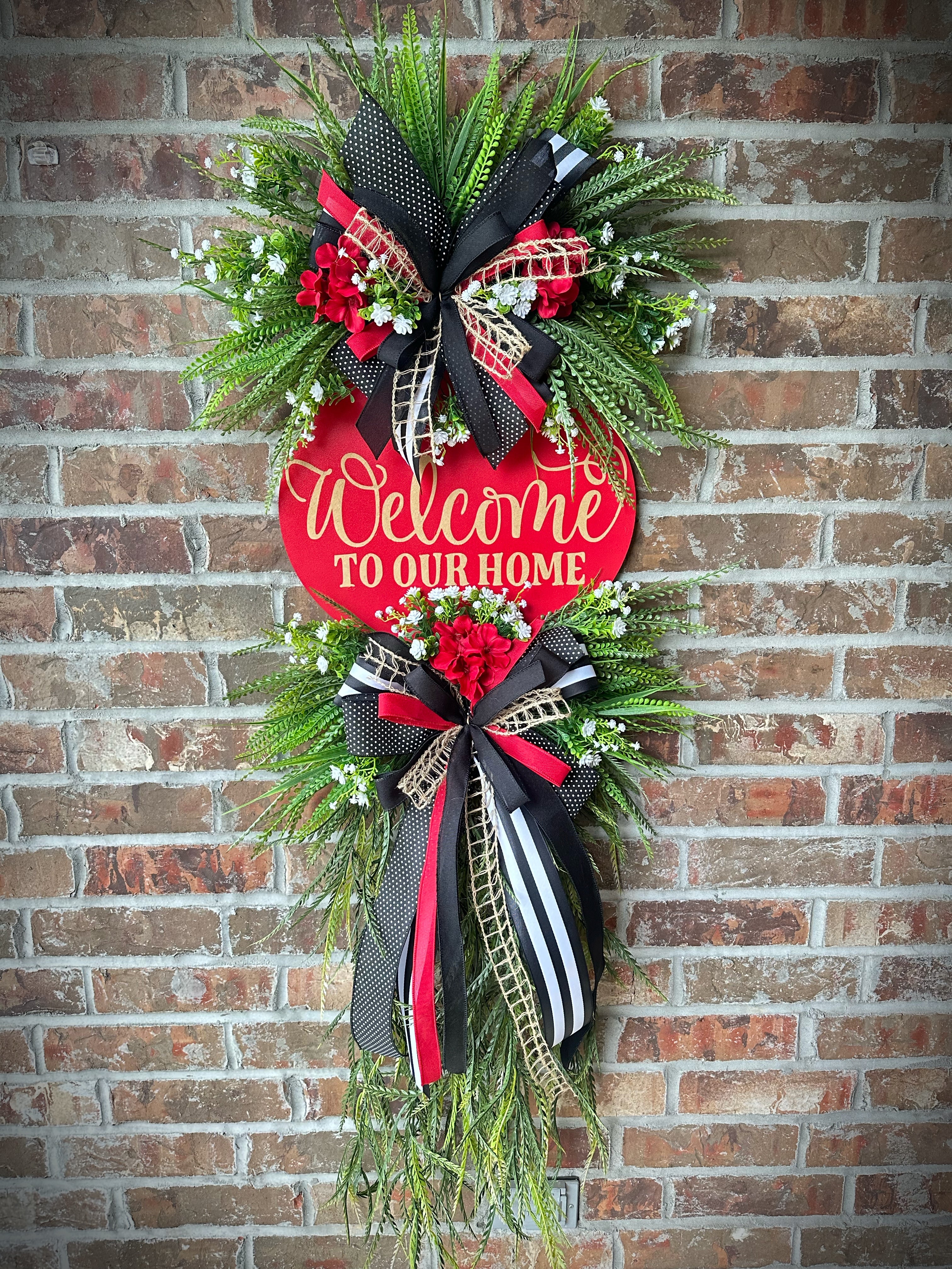 Red Welcome to Our Home wreath