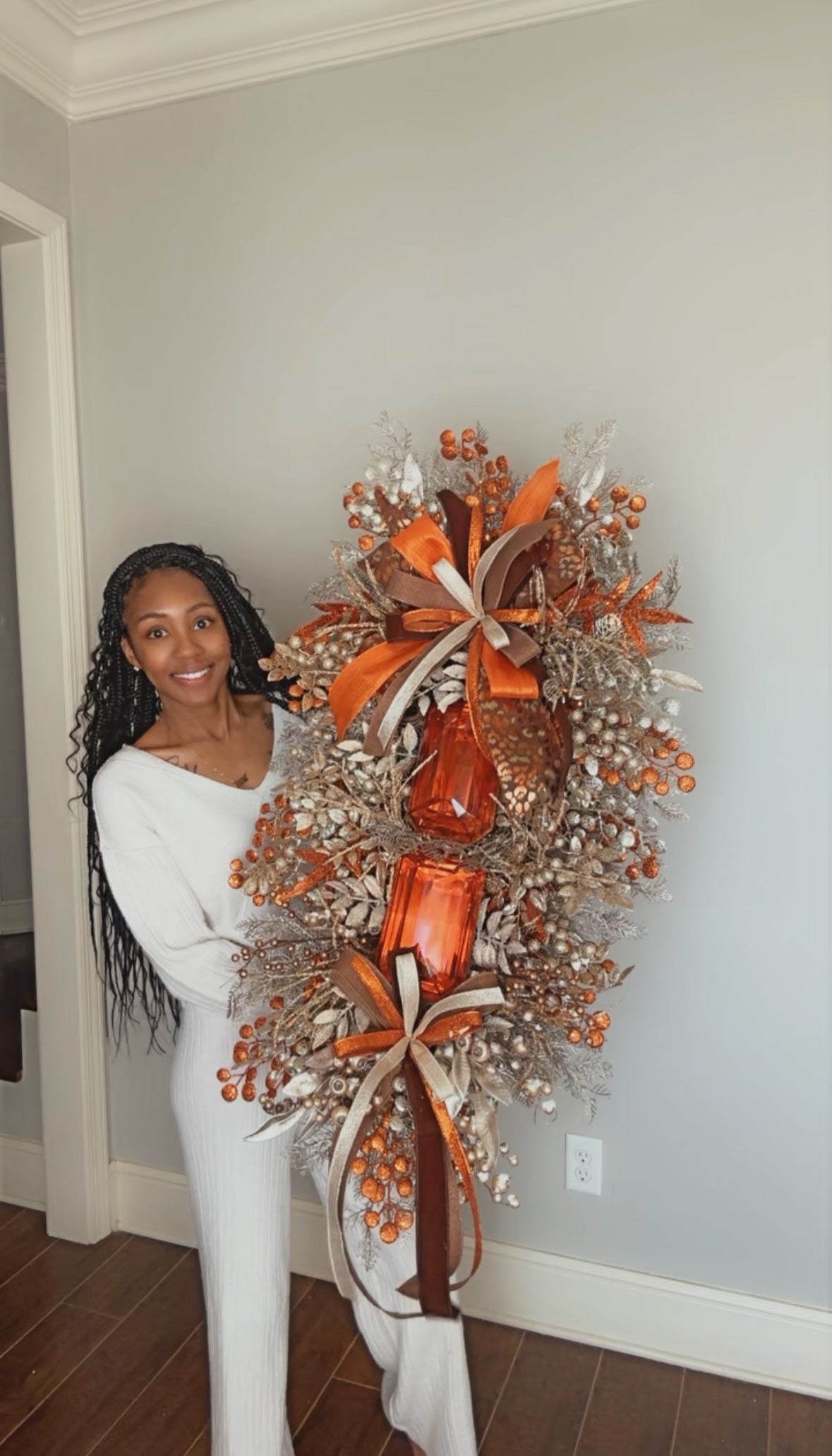 Electric Orange/Champagne swag wreath