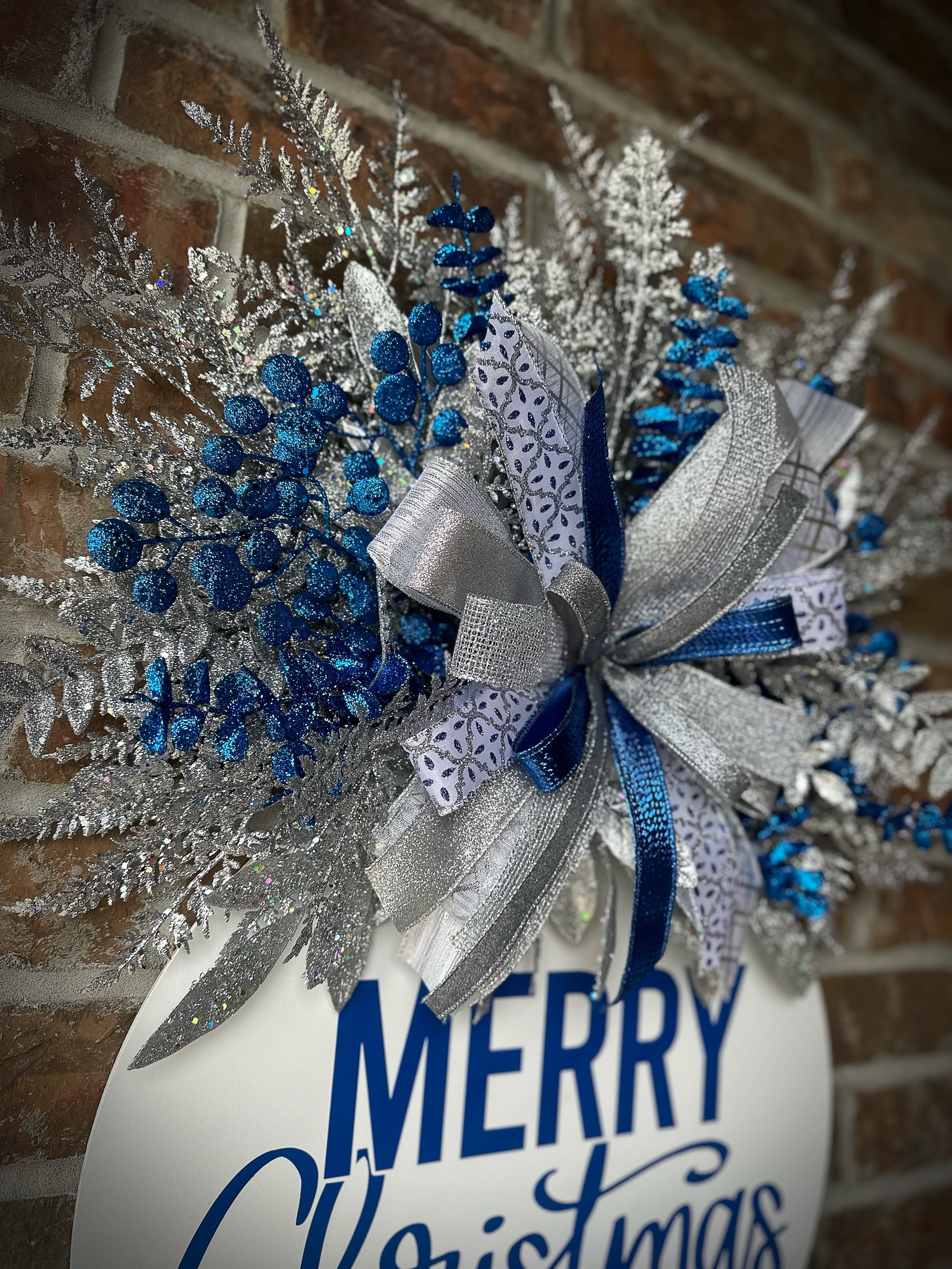 Blue/ Silver/ White Christmas wreath