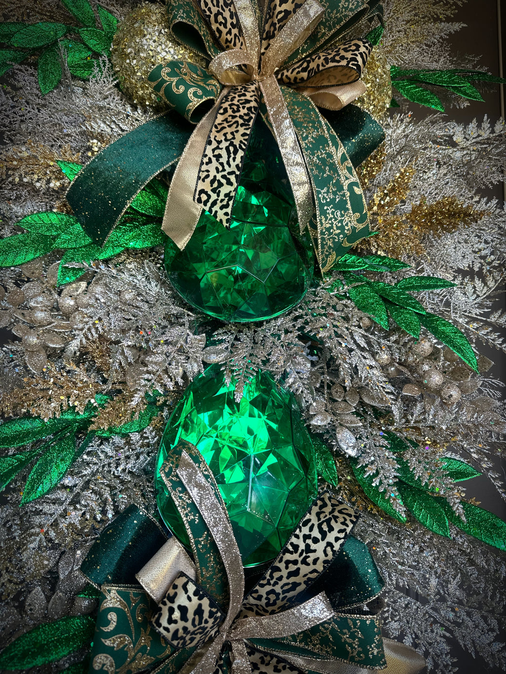 Green/ Gold/ Cheetah Luxury Swag Wreath