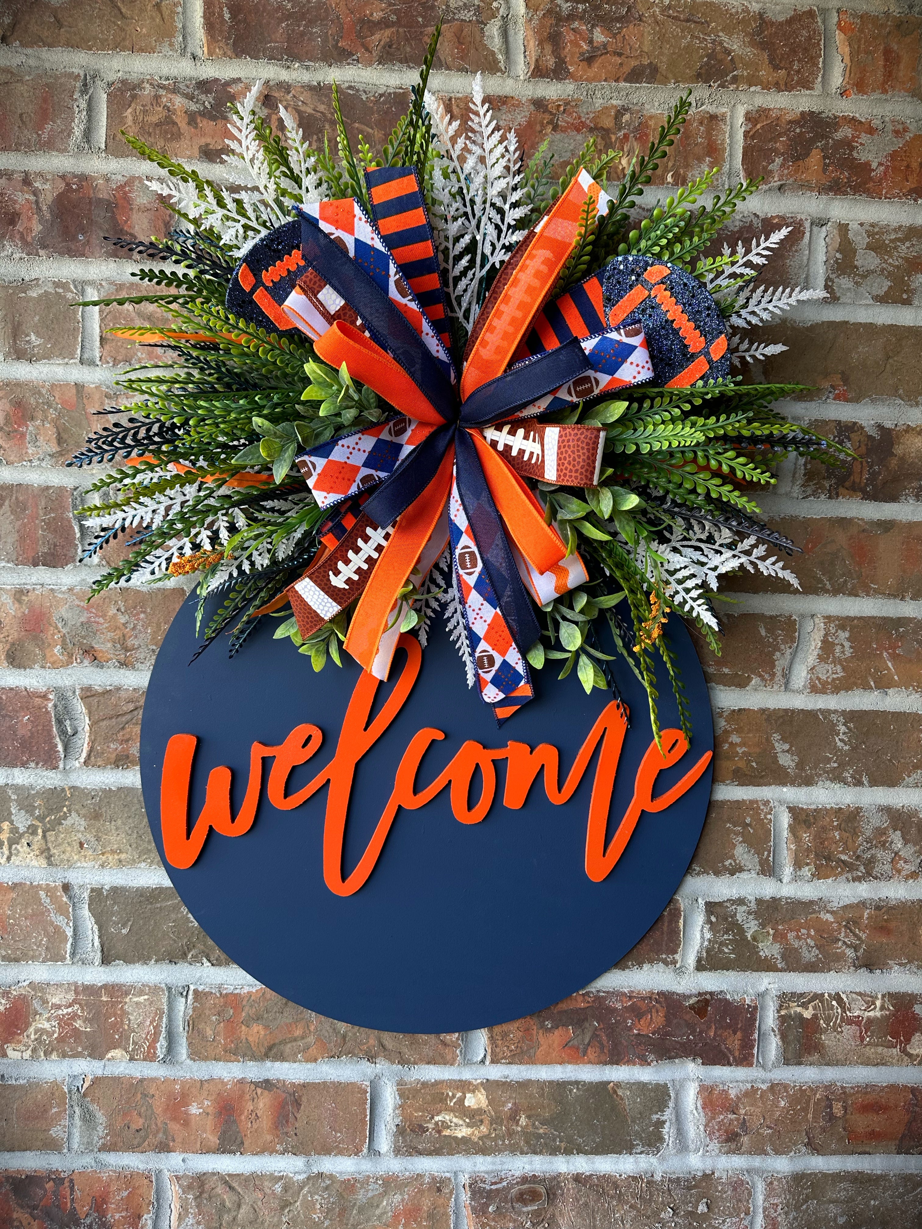 🏈 Game Day Door Hanger Navy & Orange Edition