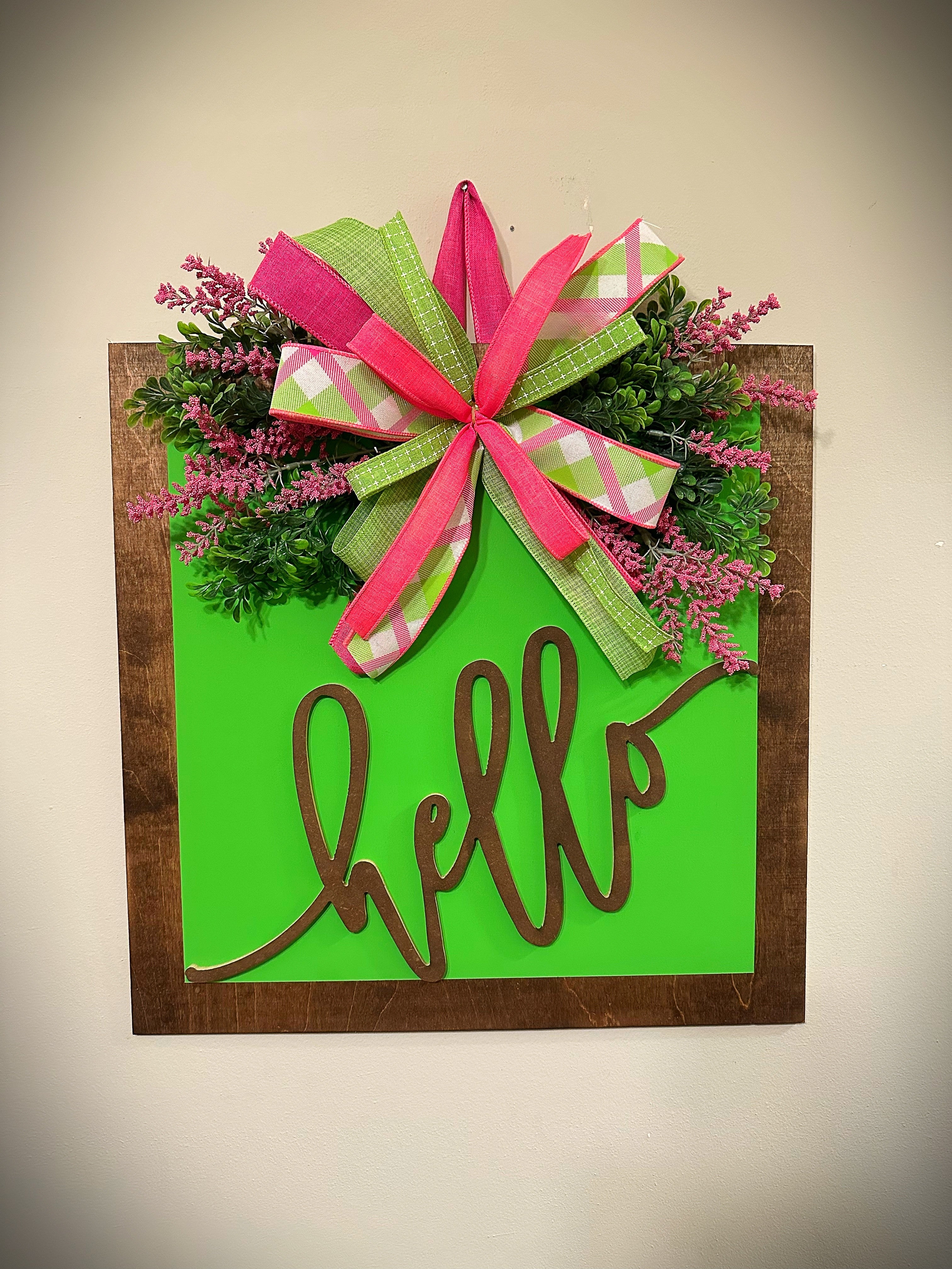 3D hello door hanger