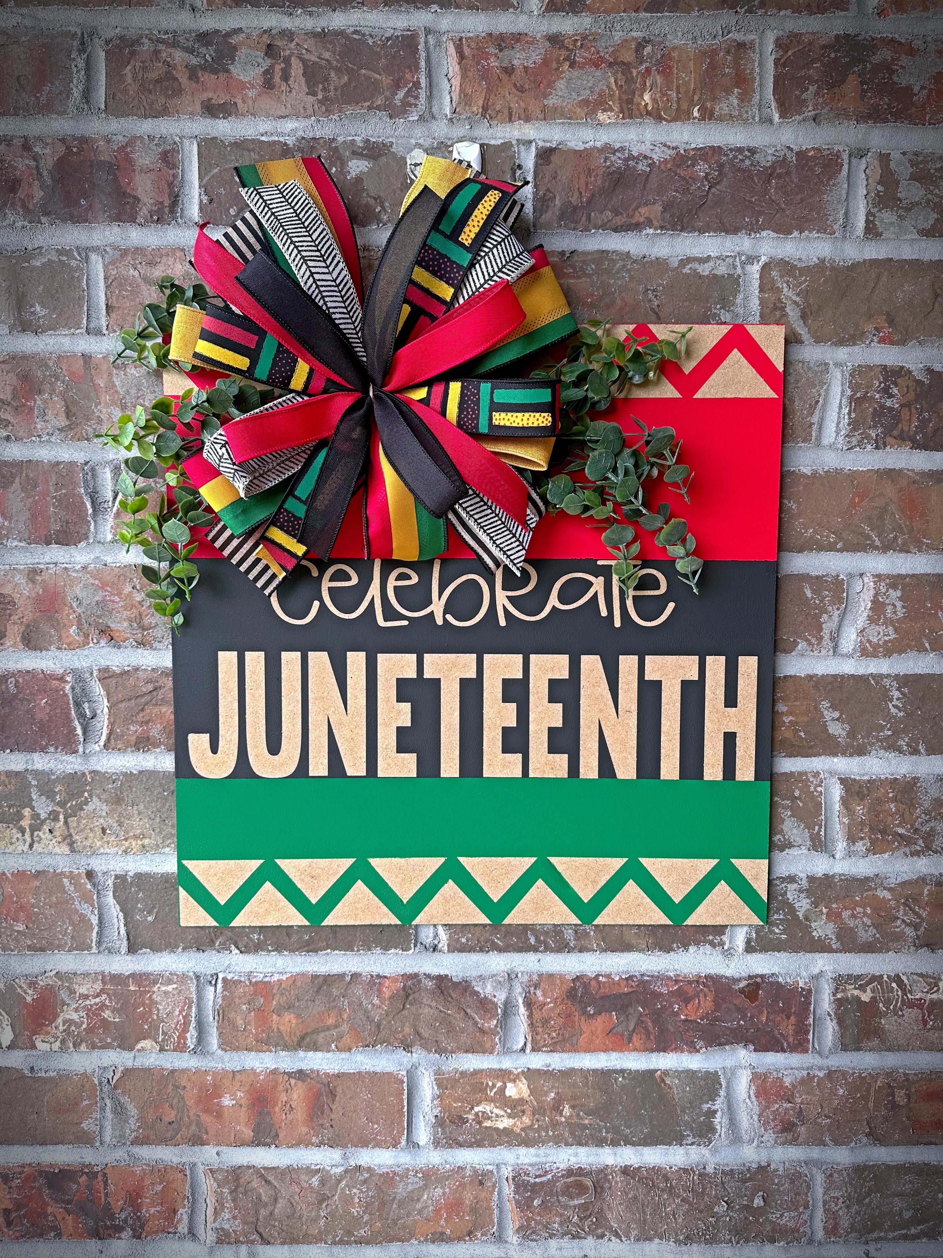 Square Celebrate Juneteenth Door Hanger