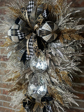 Load image into Gallery viewer, Black/ Silver/ Gold White swag wreath
