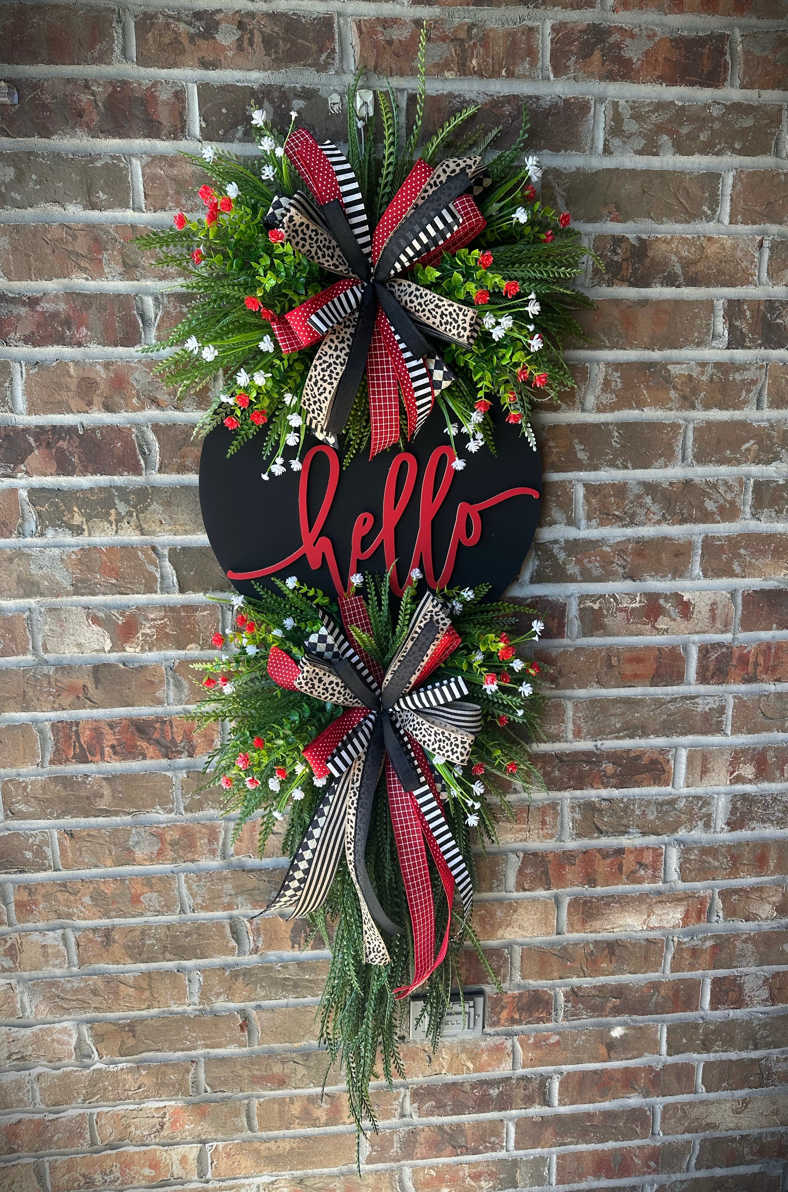 Black Red hello wreath