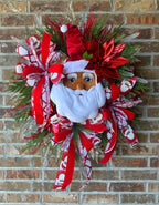 Luxury African American Santa Glam Wreath