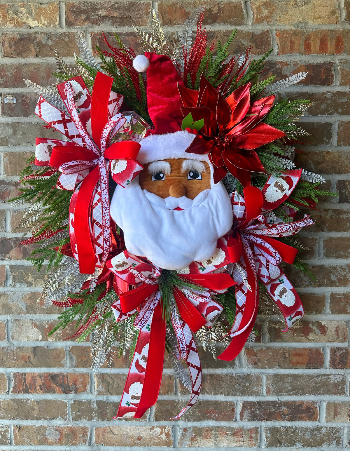 Luxury African American Santa Glam Wreath