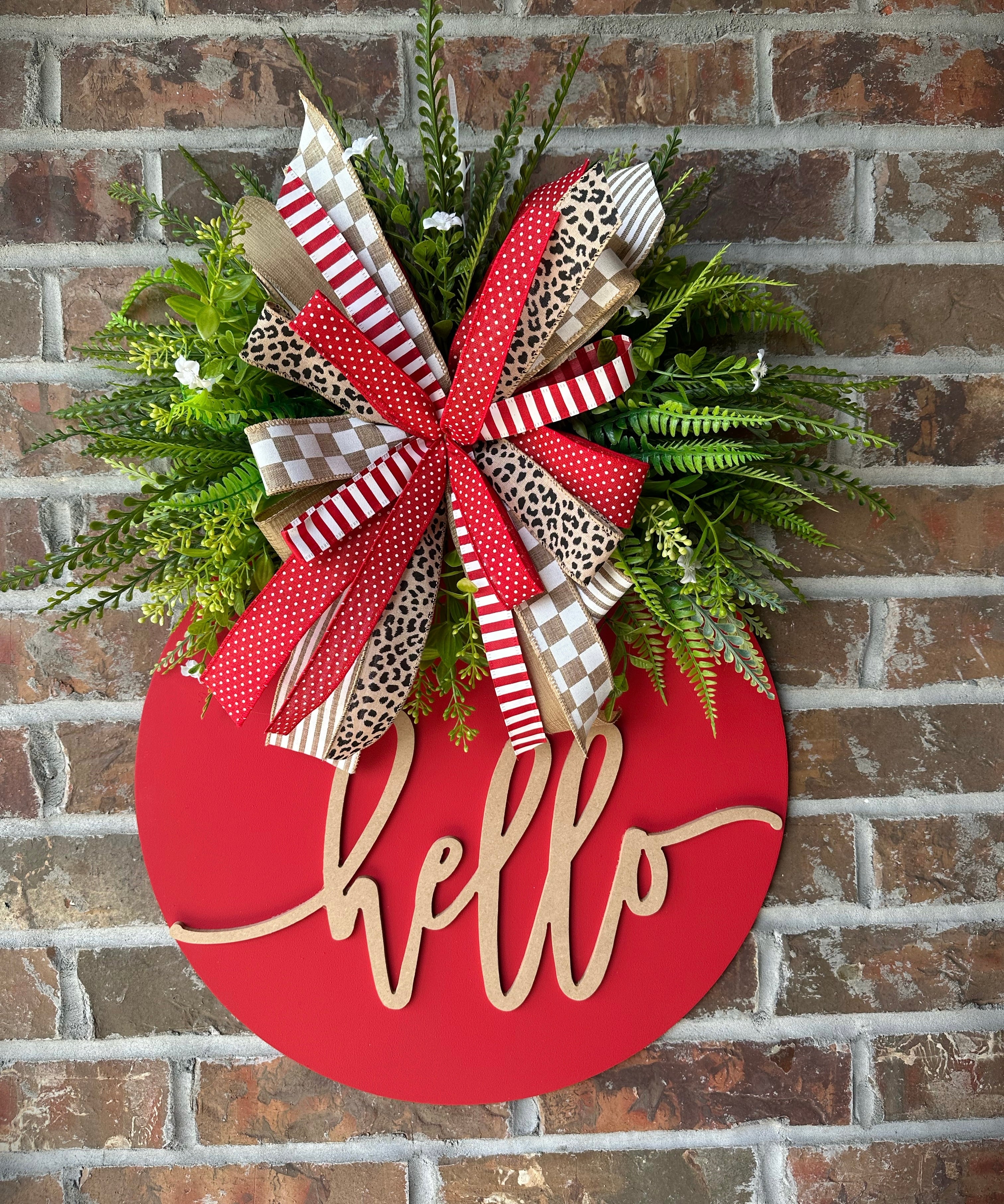 Bold Red “Hello” Door Hanger