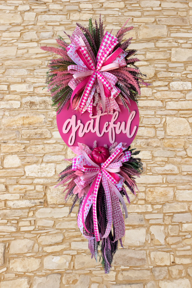 Fall Breast Cancer Awareness Luxury Wreath