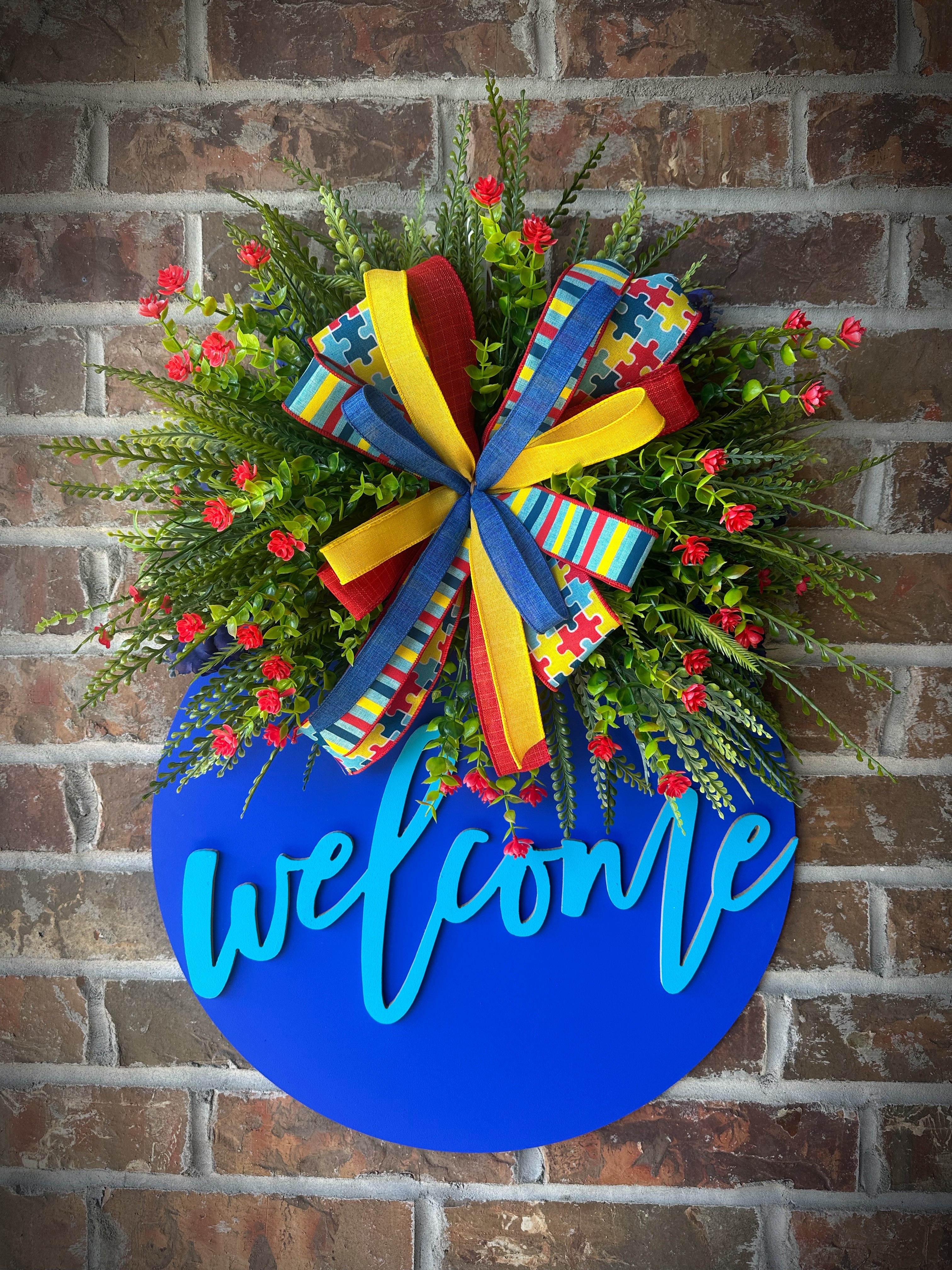 Autism Awareness Welcome Door Hanger