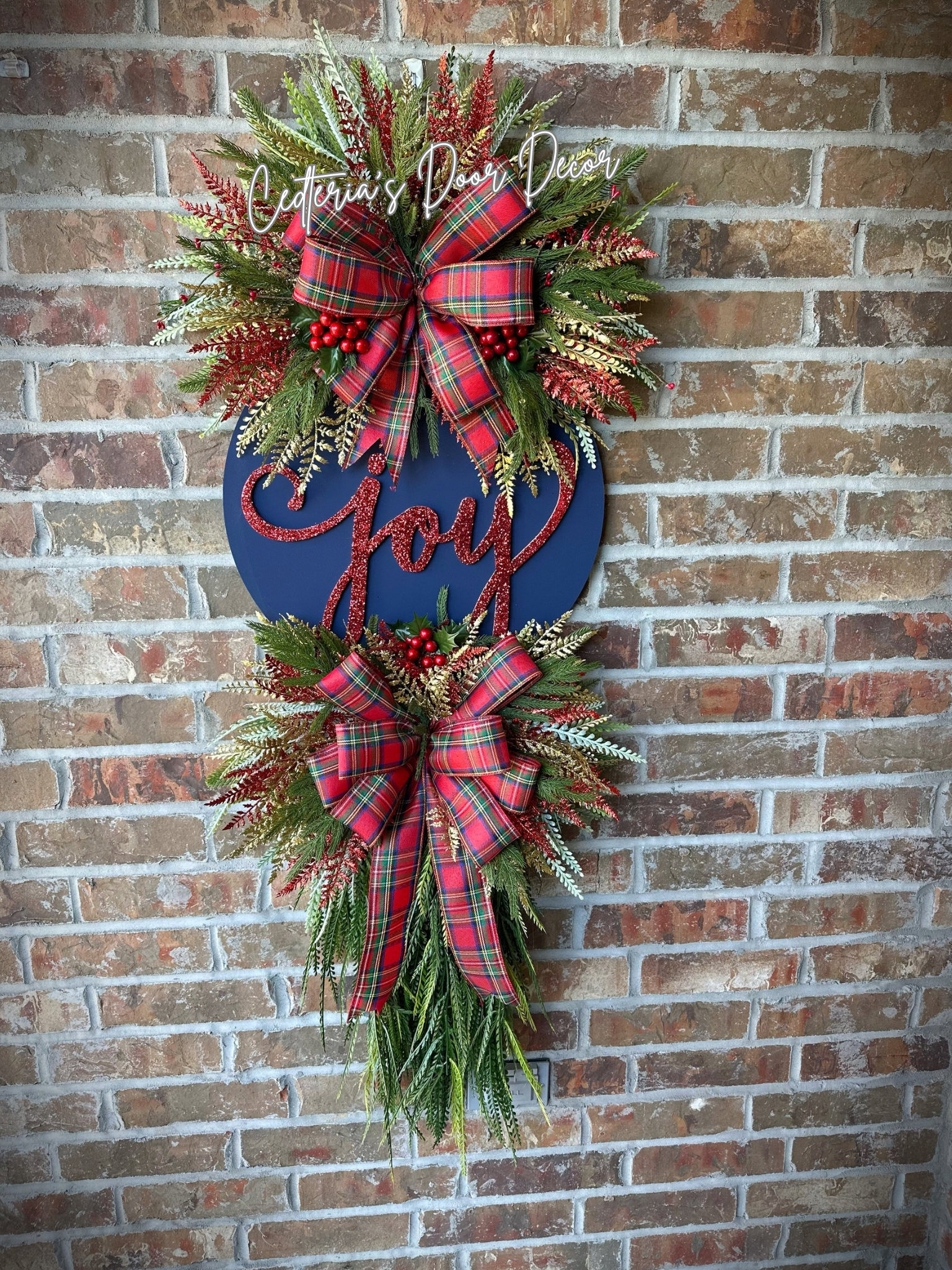 Vintage Joy & Tartan Christmas Wreath