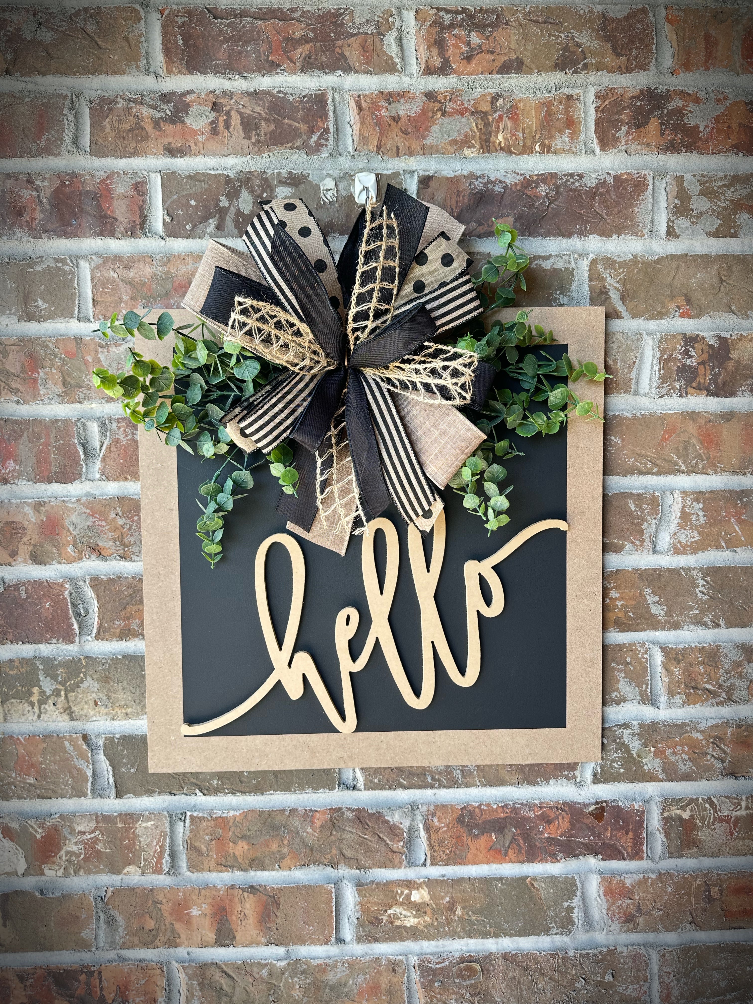 Neutral Square Hello Door Hanger