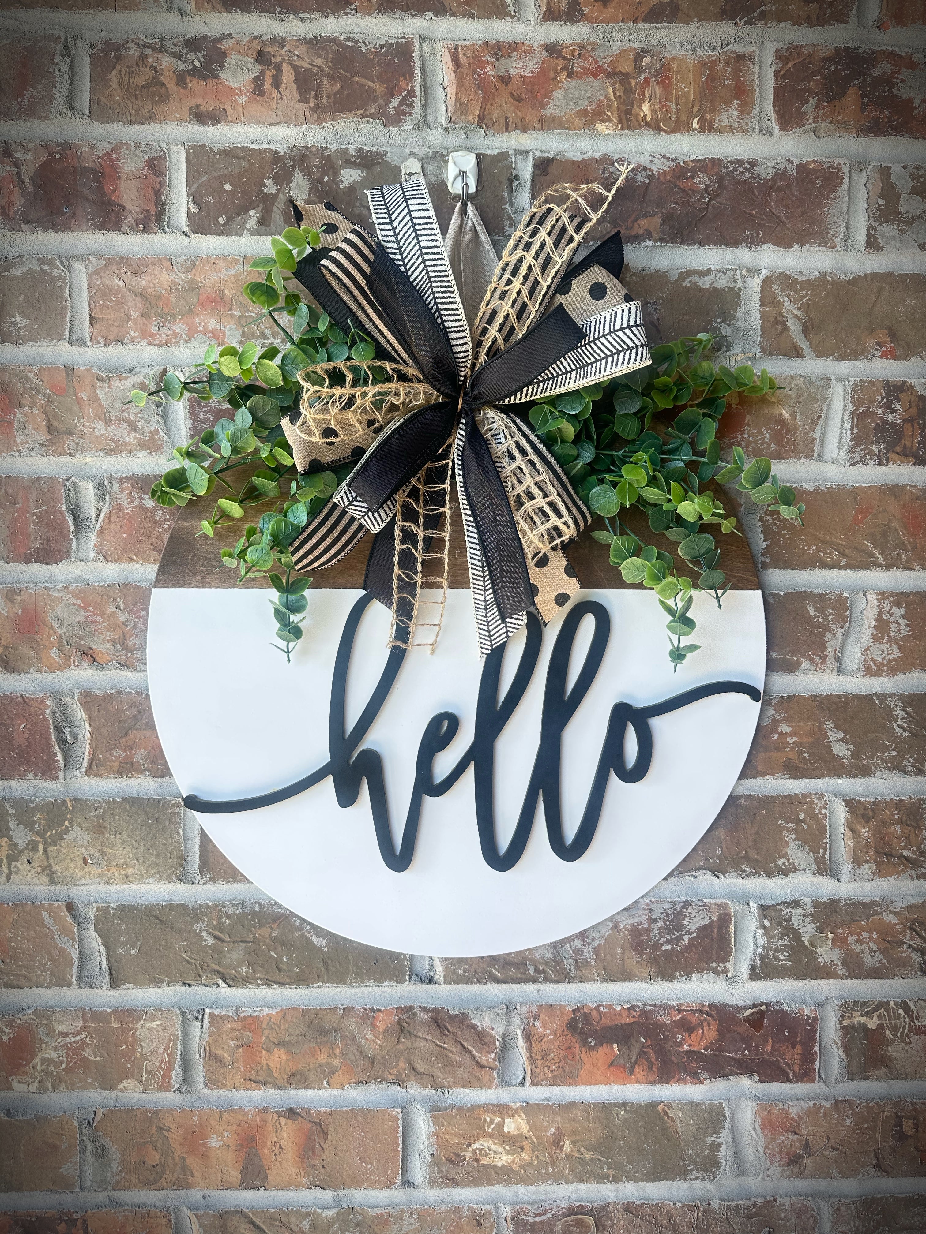 Rustic hello 3d door hanger