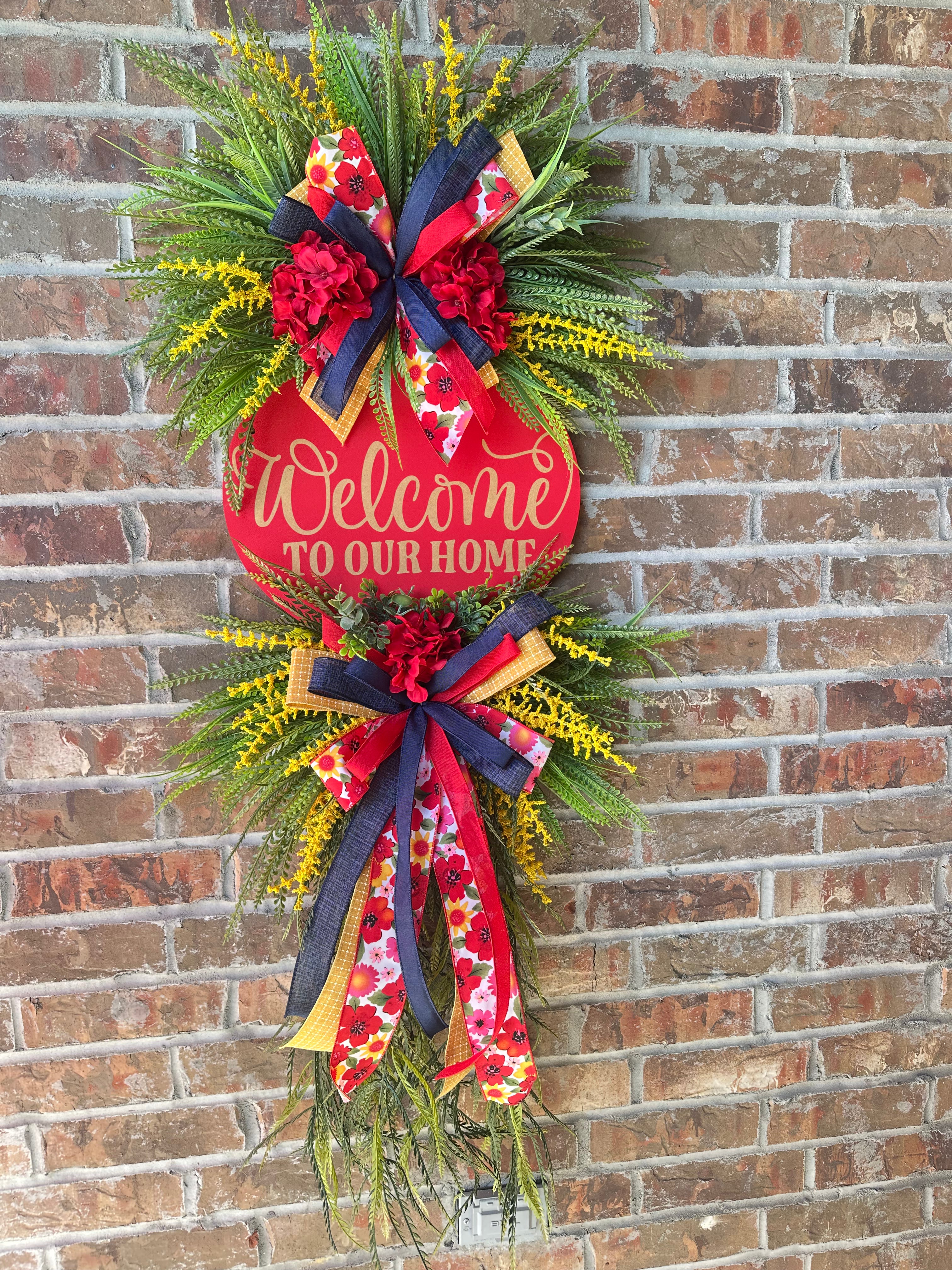 Red Welcome to Our Home wreath