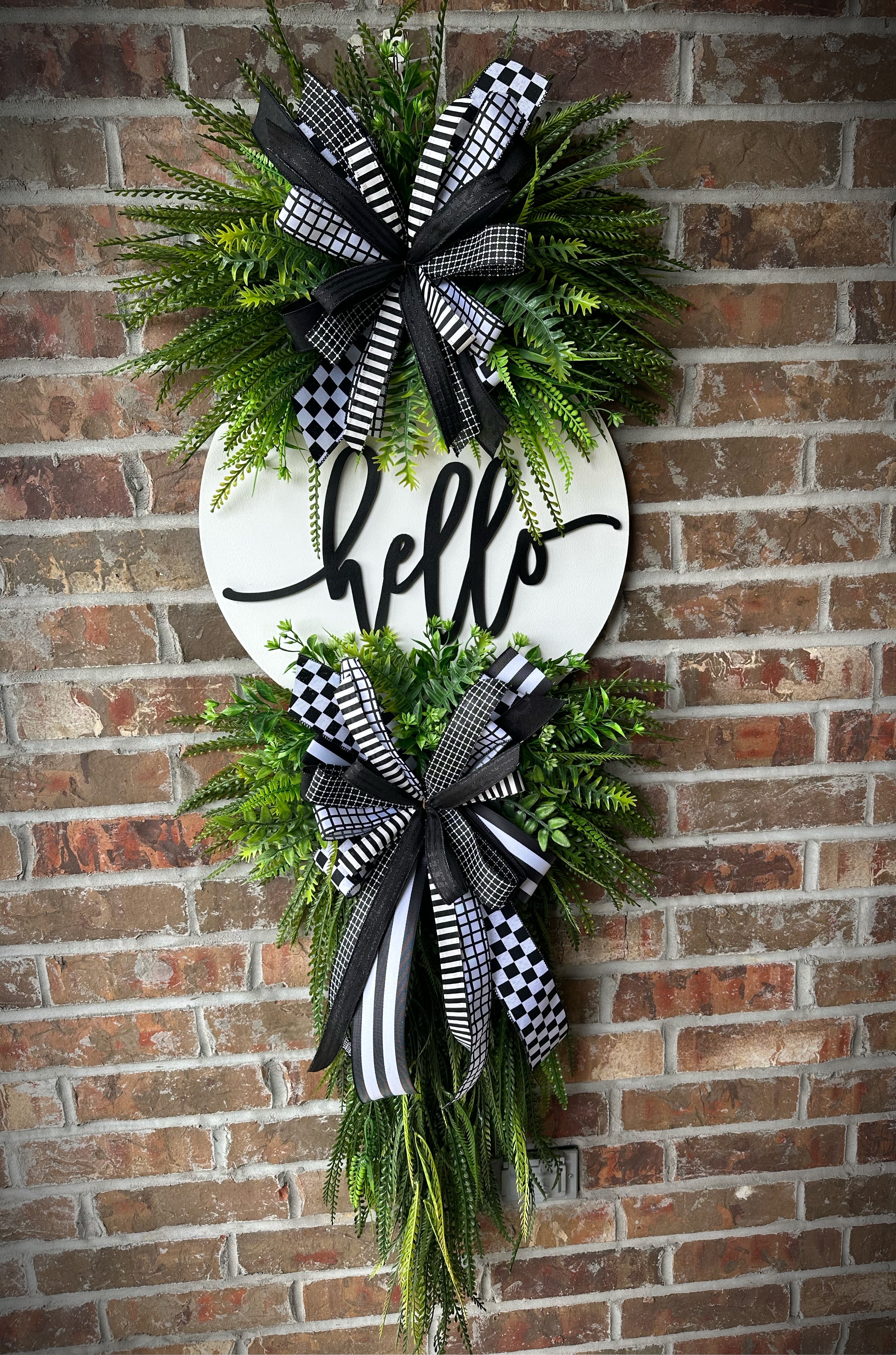 Luxury Black & White “Hello” Wreath