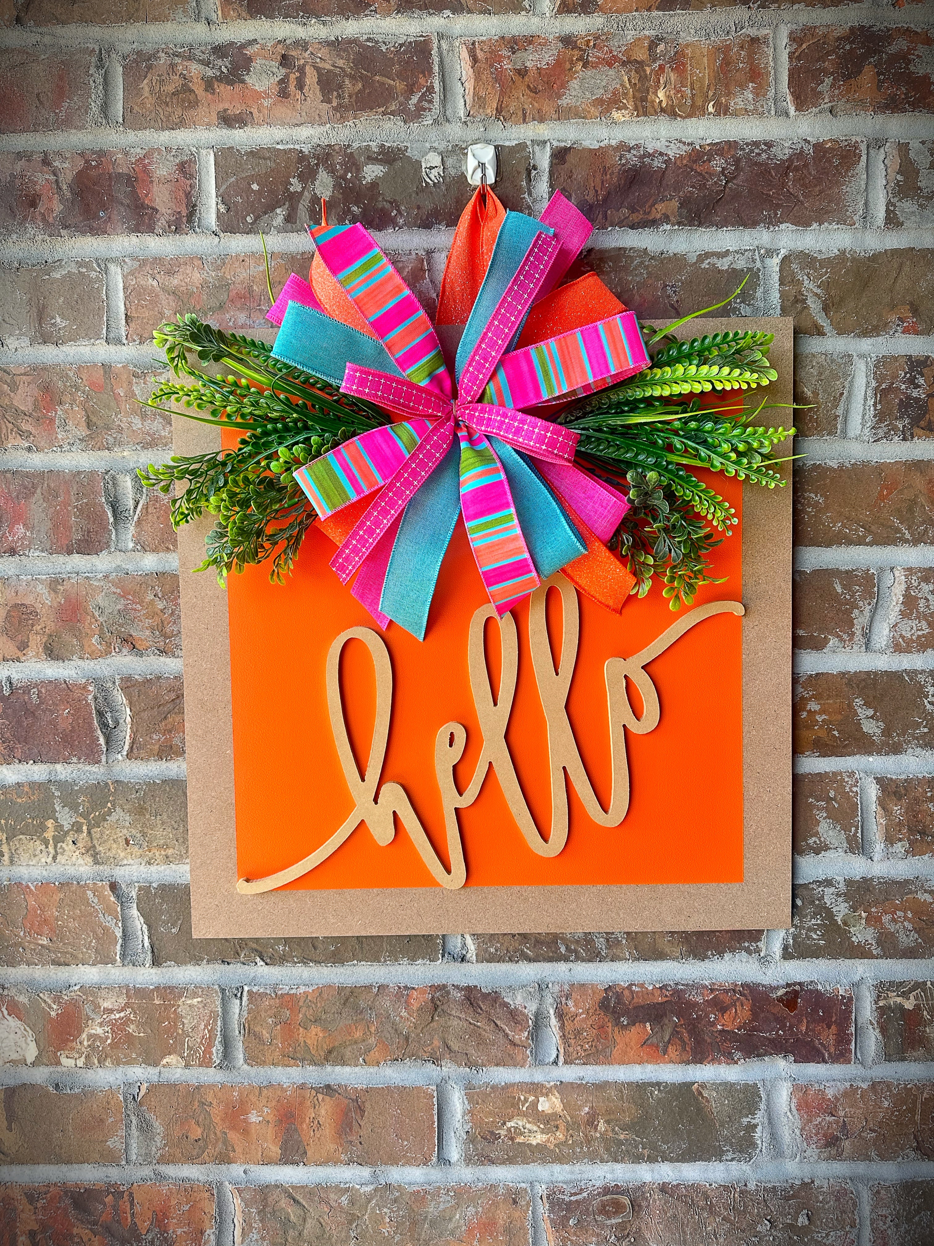 Orange Square Hello Door Hanger