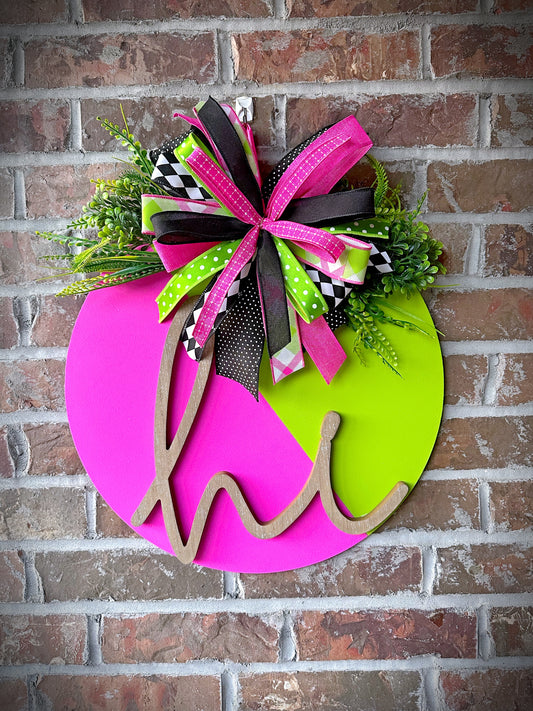 Pink and Green Hi door hanger