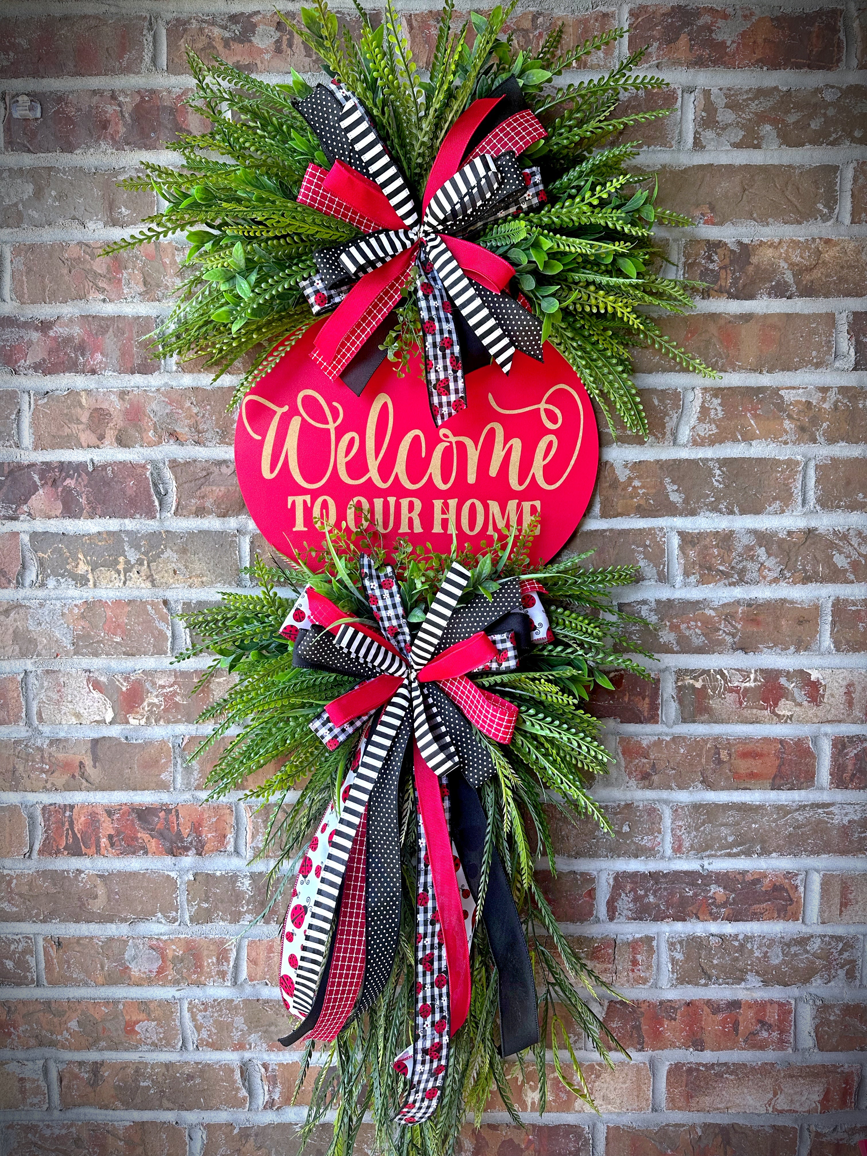 Welcome to Our Home Ladybug Wreath