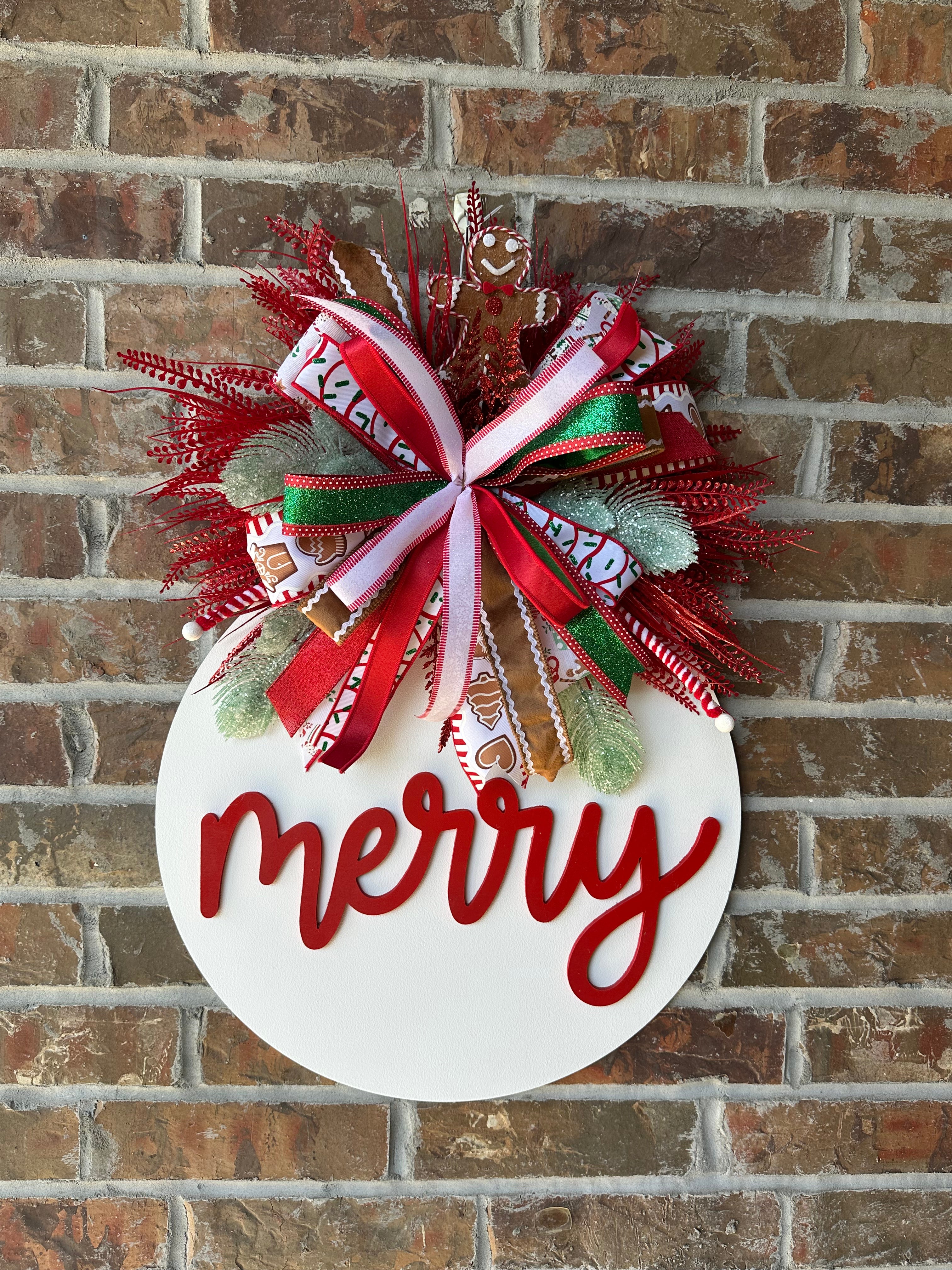 Sweet Gingerbread Christmas Merry Door Hanger