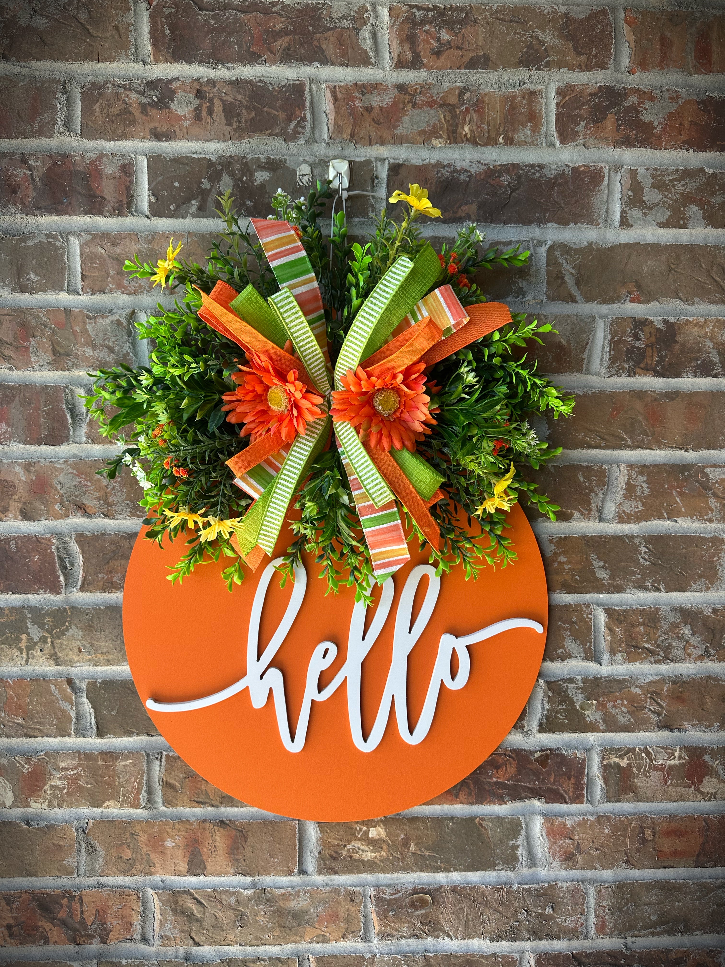 Orange Bright & Cheerful Hello Door Hanger