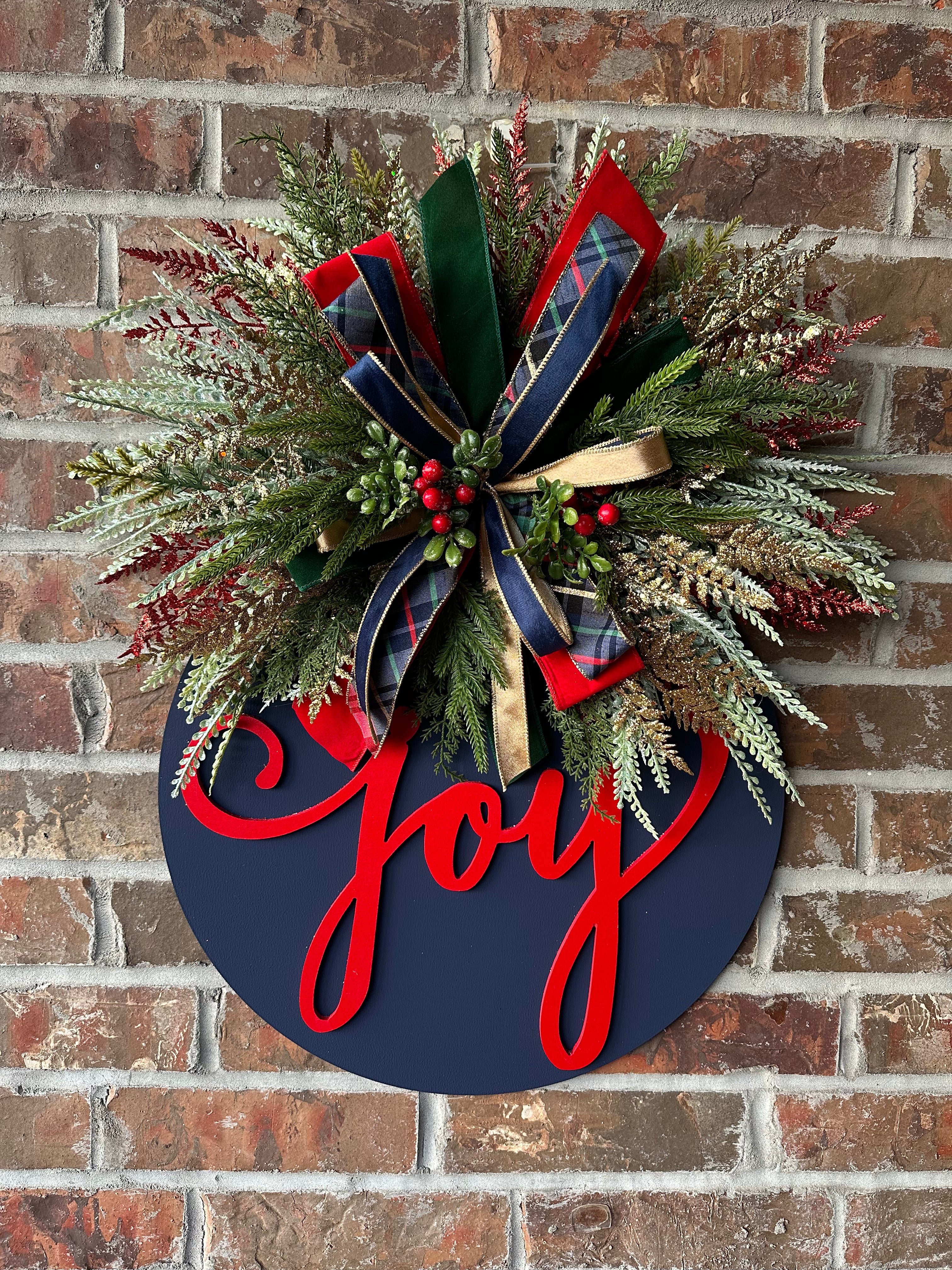 Navy Classic JOY Luxury Christmas Door Hanger