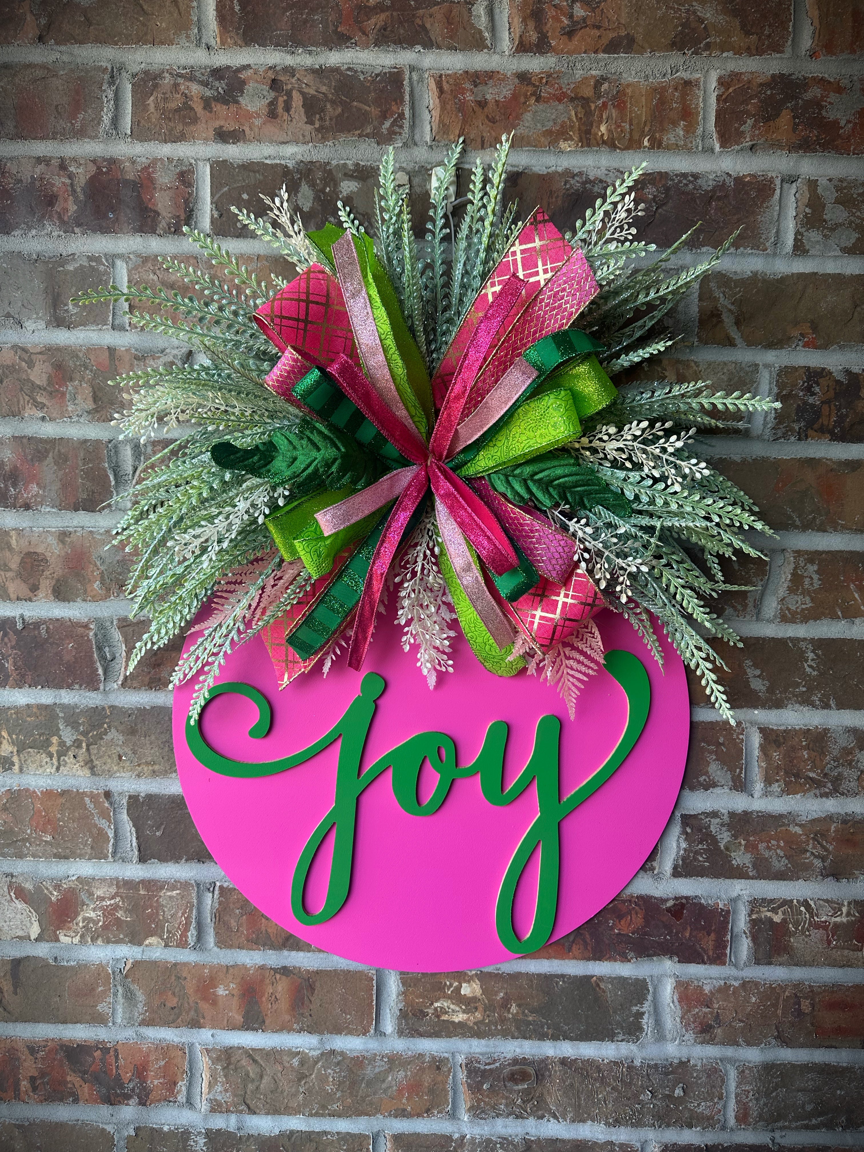 Pink & Green “Joy” Luxury Door Hanger