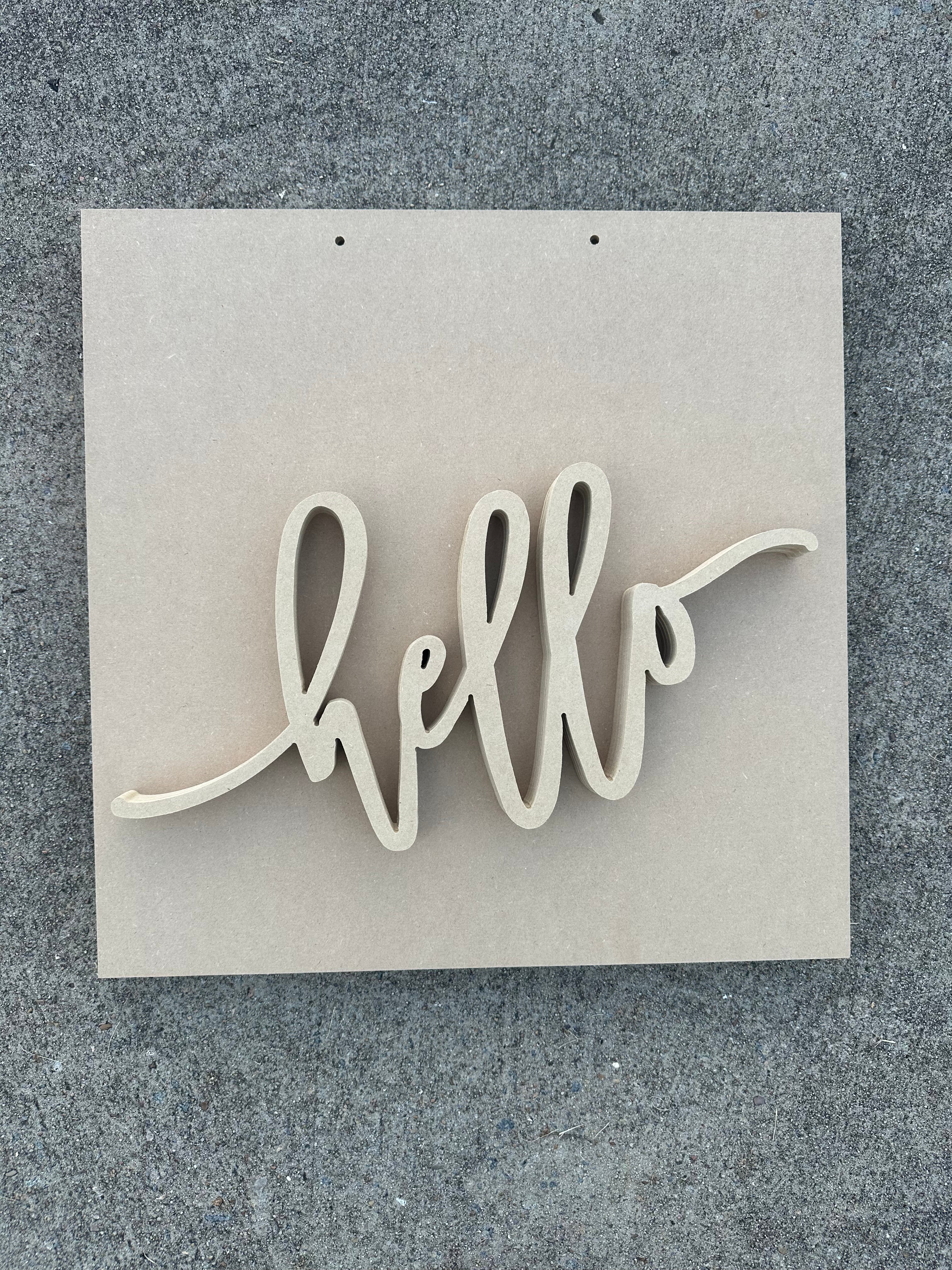 5 Square Hello Door Hanger DIY Sets