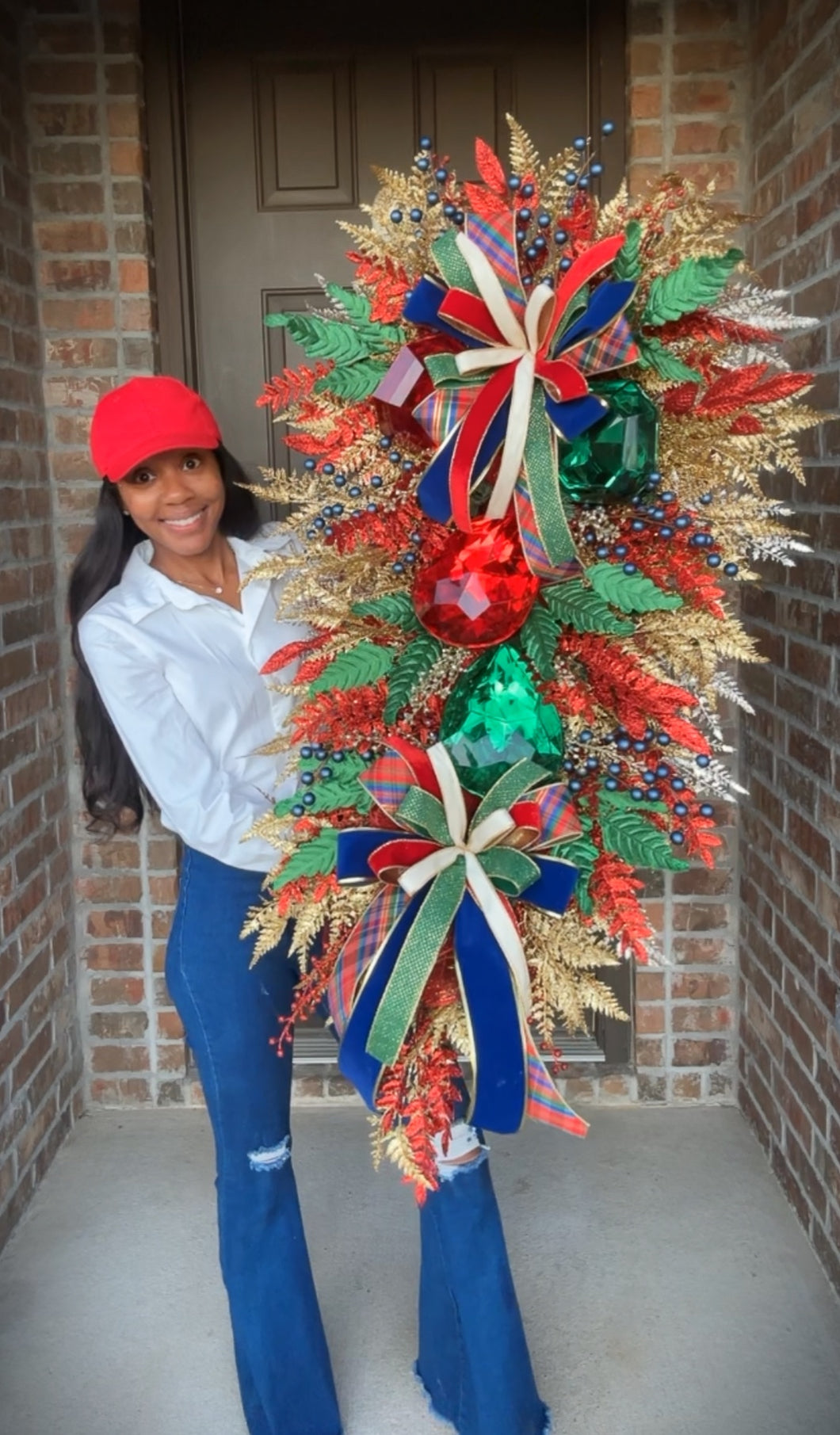 Red, Green, Blue, Gold Luxury Christmas Swag Wreath